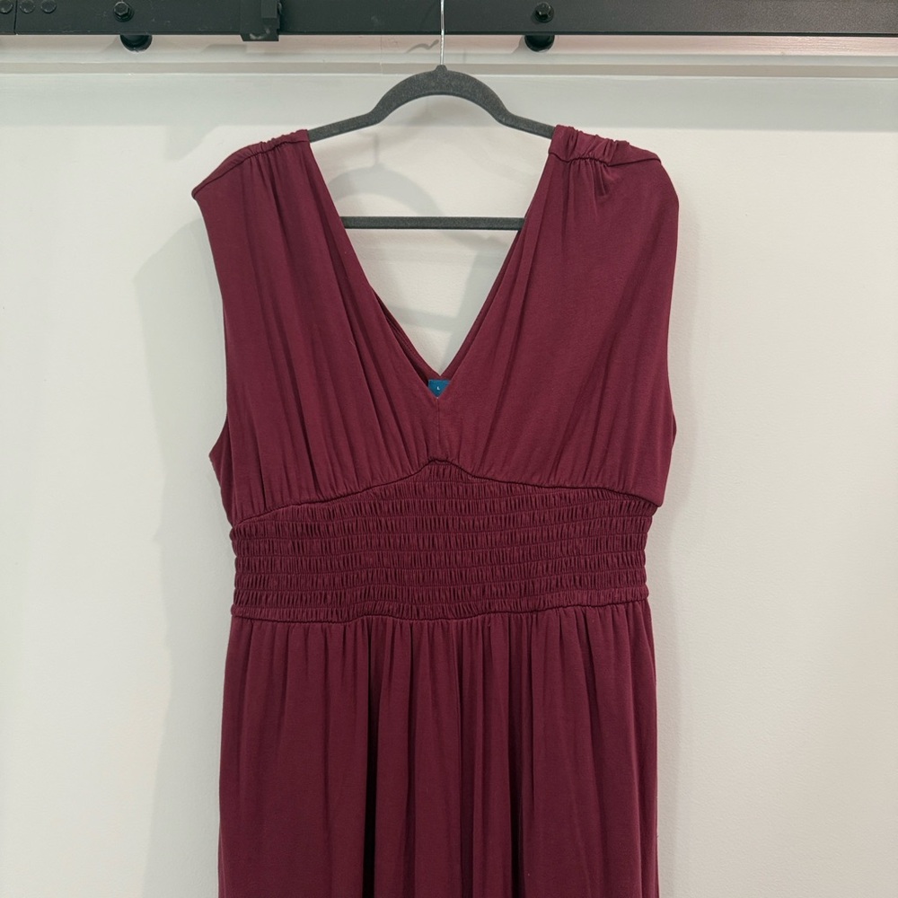 Smocked Jersey/Cotton Wide Leg Jumpsuit